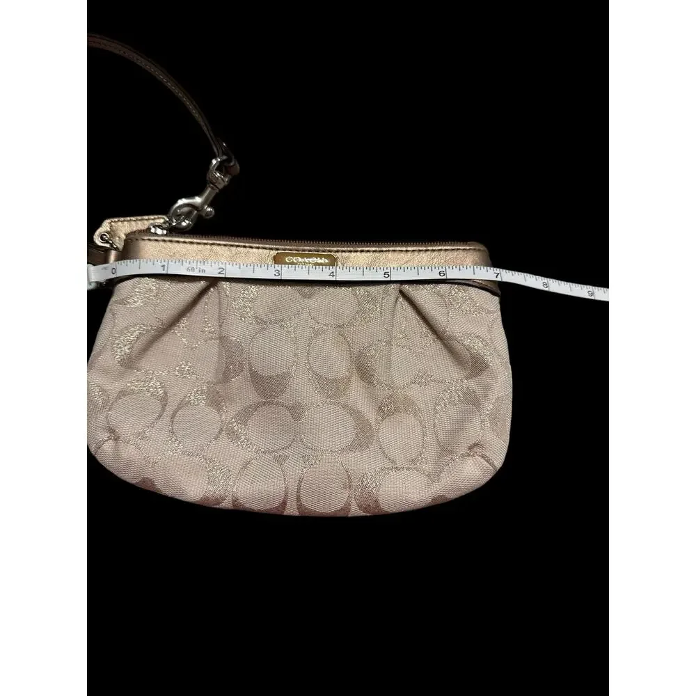 Coach Signature Gold Silver and Cream Wristlet - Picture 8 of 9